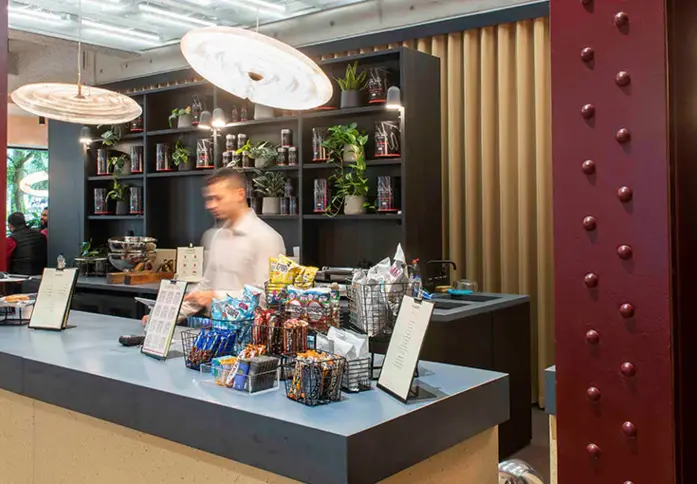Café area at Whitechapel Road, Runway East, Aldgate East