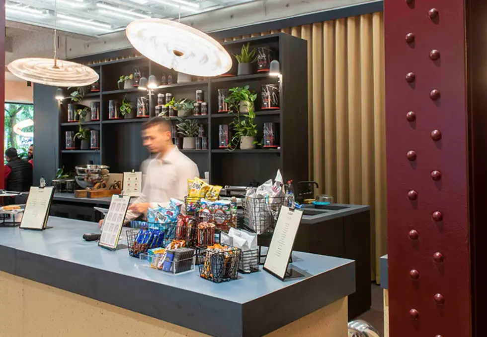 Café area at Whitechapel Road, Runway East, Aldgate East