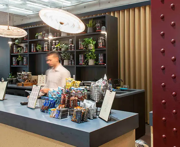 Café area at Whitechapel Road, Runway East, Aldgate East