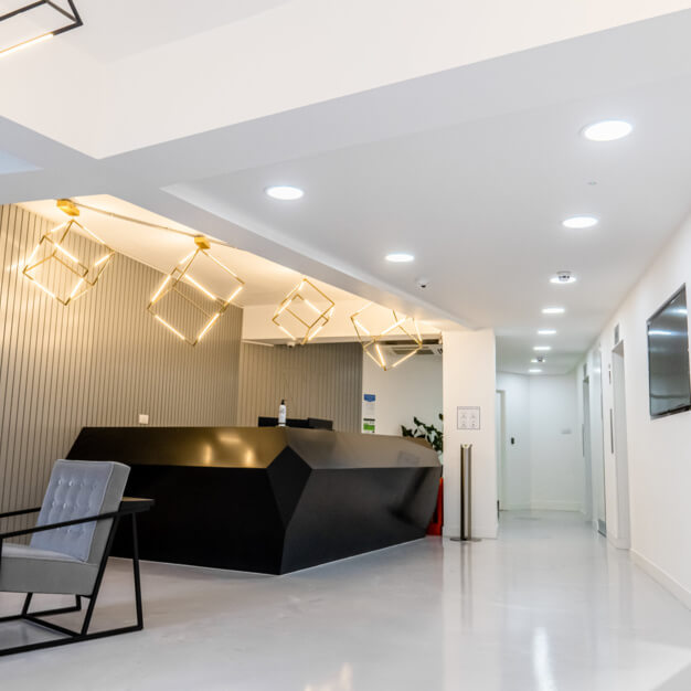 Reception area at Bevis Marks, Business Cube in Aldgate