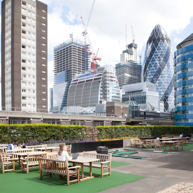 Roof terrace at Botolph Street, Landmark Space in Aldgate