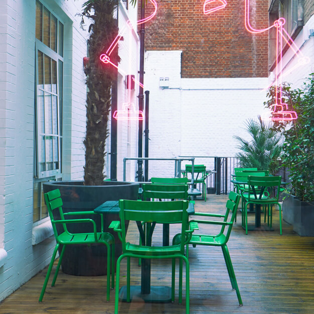 The outdoor area at Whitechapel High Street, FORA in Aldgate