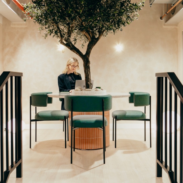 The breakout area at Huckletree, Bishopsgate, London