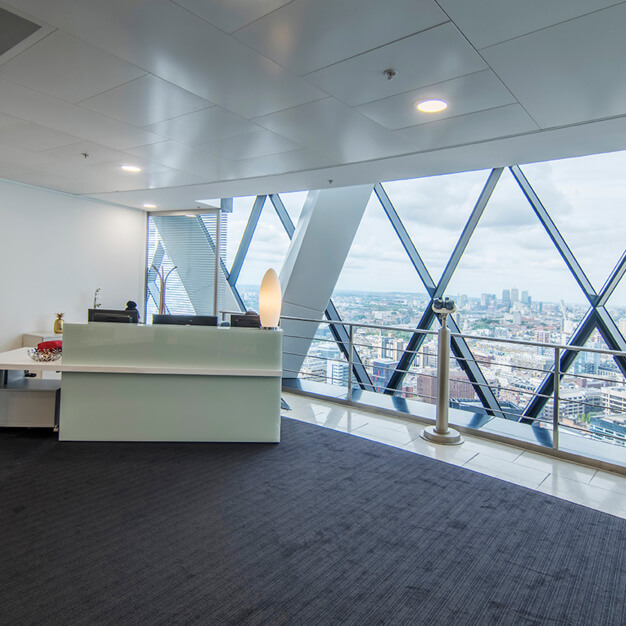 The reception at St Mary Axe, Regus in Bishopsgate