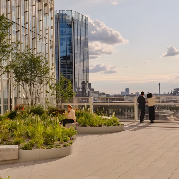 The roof terrace at Bishopsgate, Huckletree in Bishopsgate