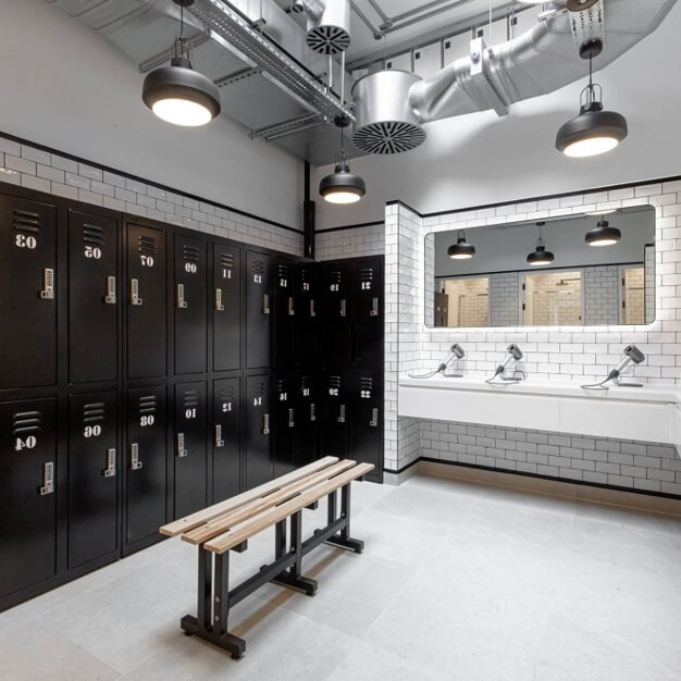 A changing area at Tavistock Square, Workpad in Bloomsbury
