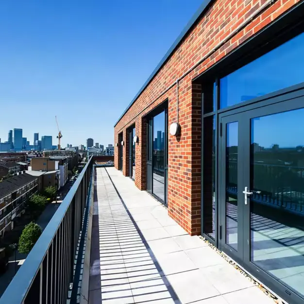 Roof terrace in Corsican Square, Workspace Group Plc, Bow