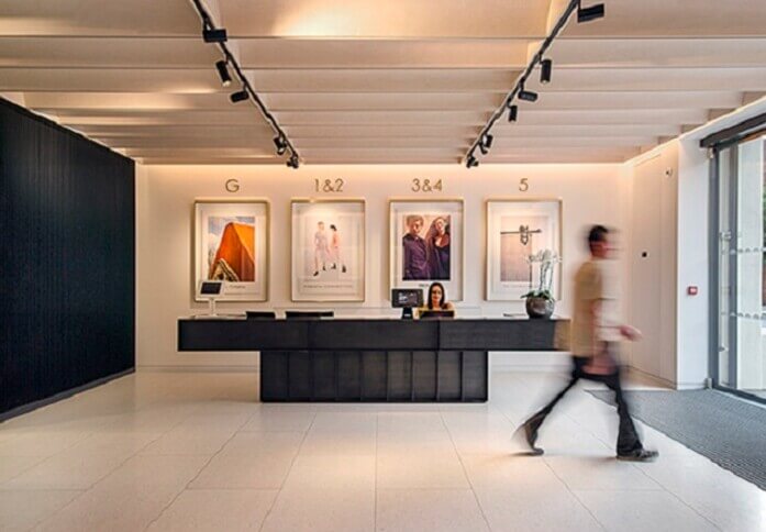 The reception at Mandela Street, Workspace Group Plc in Camden