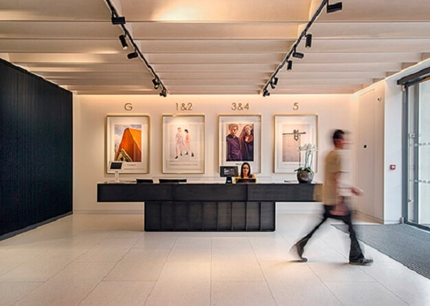 The reception at Mandela Street, Workspace Group Plc in Camden