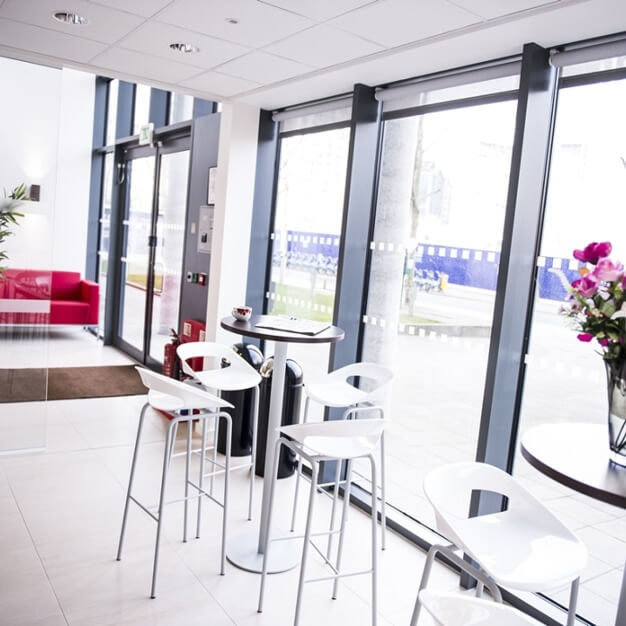 Breakout area at Indescon Square, CEC Group Ltd in Canary Wharf