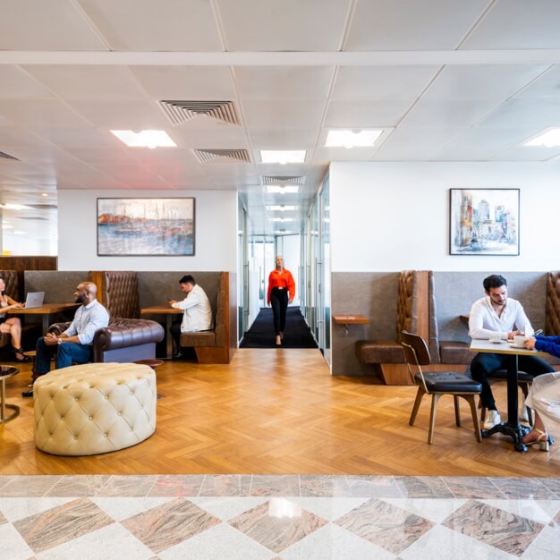 The breakout space at Bank Street, Serv Corp in Canary Wharf