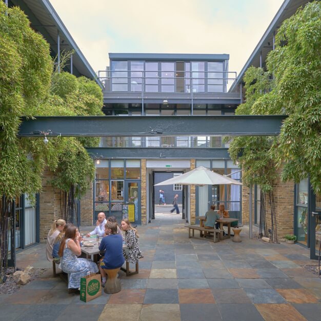 The outdoor area at Lots Road, Worlds End Studios Ltd in Chelsea Harbour