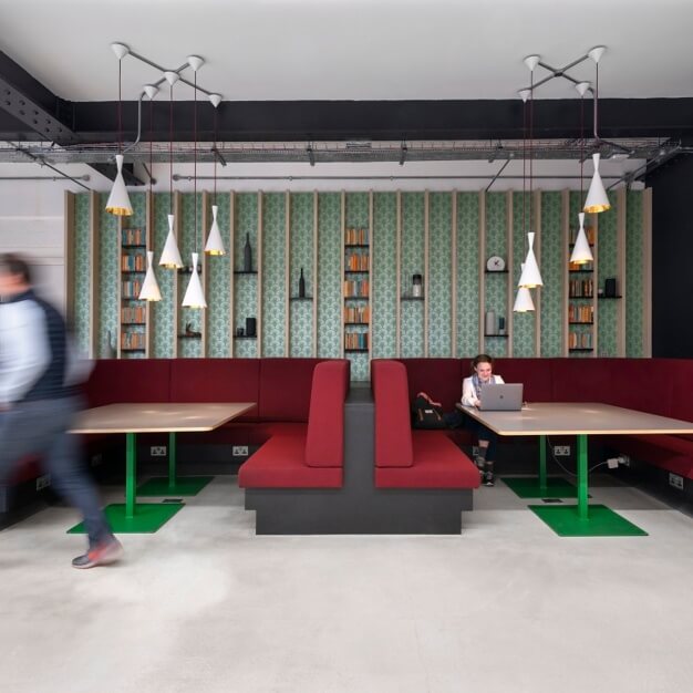 A breakout area in Barley Mow Passage, Workspace Group Plc, Chiswick