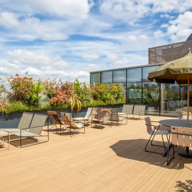 The roof terrace at Goswell Road, Techspace in Clerkenwell