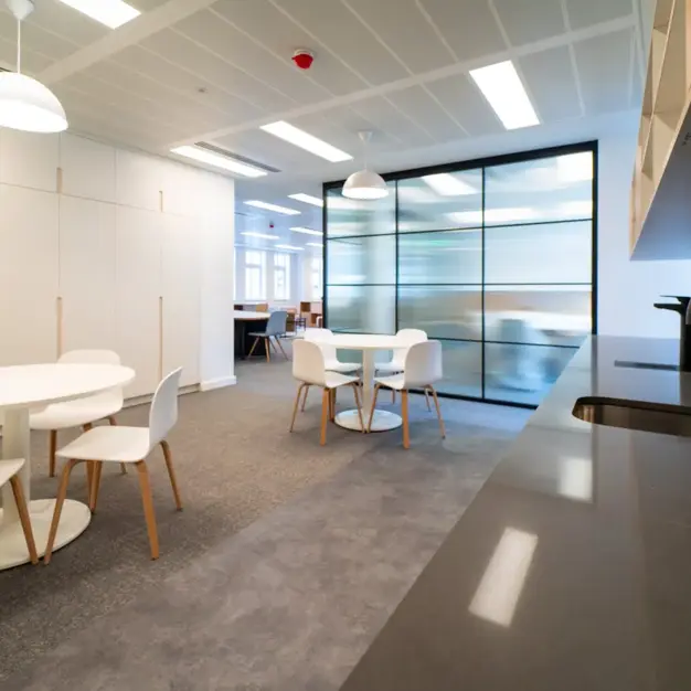 The dedicated kitchen at Orange Street, Workpad in Covent Garden