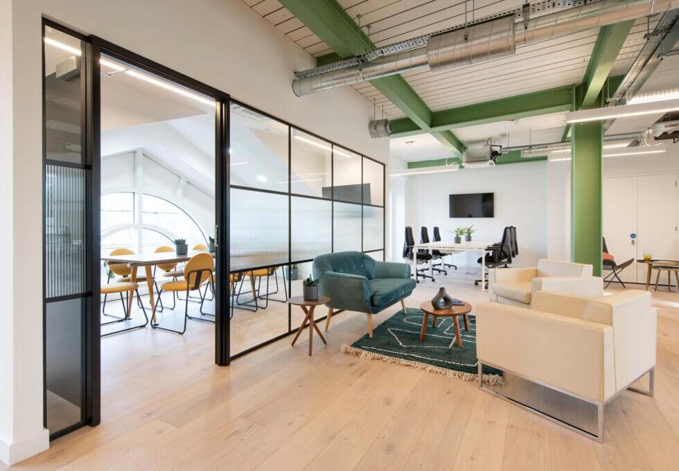 A breakout area in St John's Lane, Canvas Offices, Farringdon