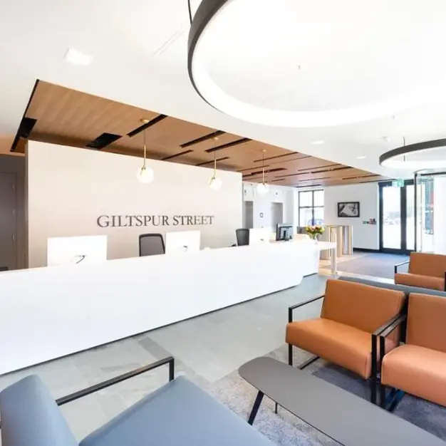 Reception area at Giltspur Street, Landmark Space in Farringdon