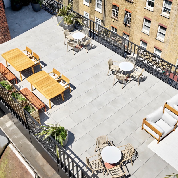 The roof terrace at Hatton Garden, Knotel in Farringdon