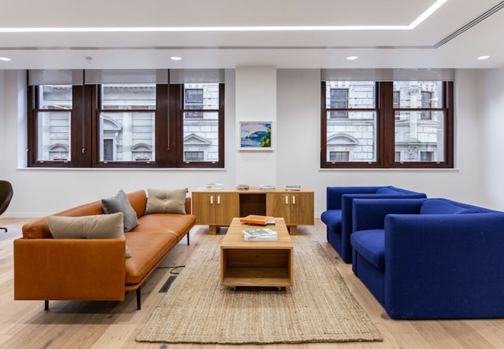 A breakout area in Lloyd's Avenue, WeWork, Fenchurch Street
