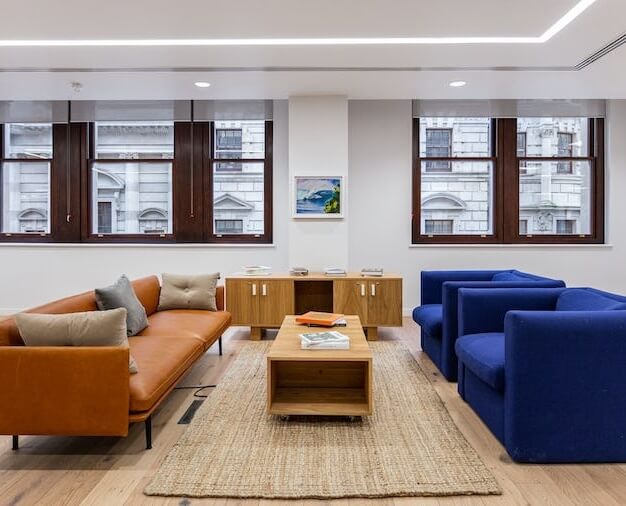 A breakout area in Lloyd's Avenue, WeWork, Fenchurch Street