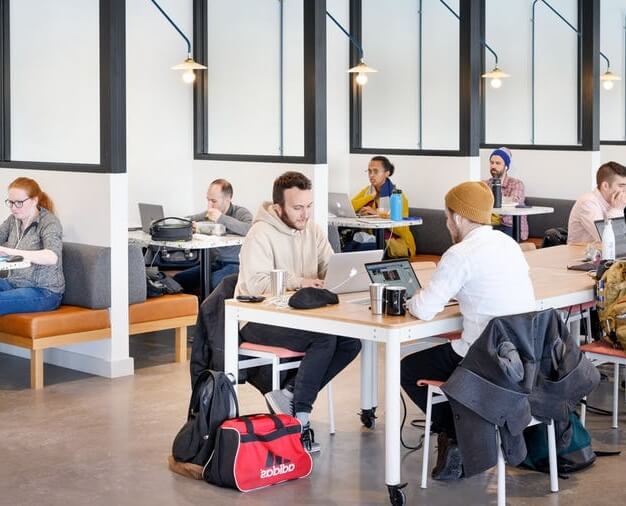 The communal space at Fenchurch Avenue, WeWork in Fenchurch Street