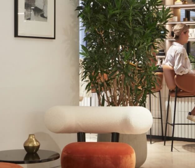 A breakout area in Berners Street, FORA, Fitzrovia