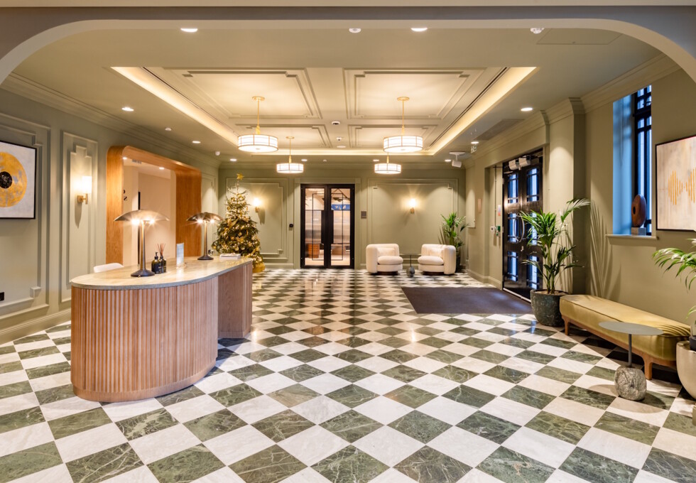 Reception area at Great Portland Street, Landmark Space in Fitzrovia