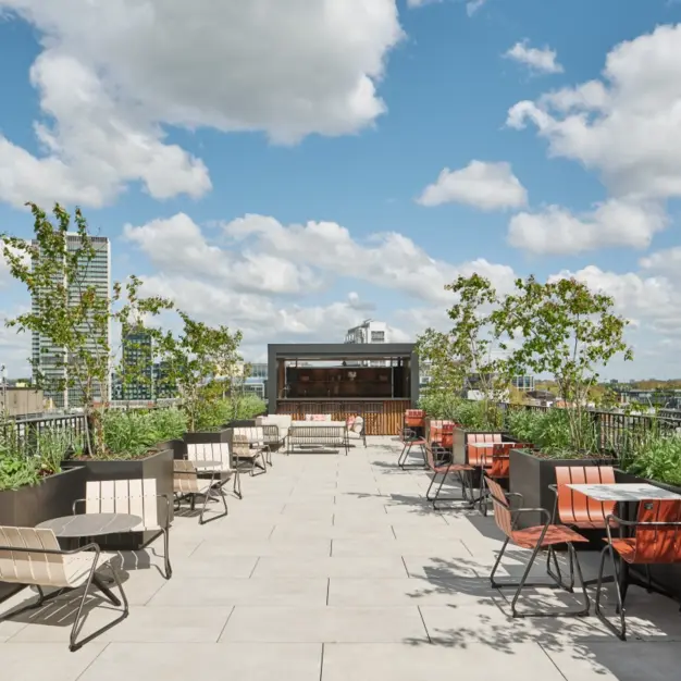 Roof terrace at Fitzroy Street, Industrious UK Holdings Ltd in Fitzrovia