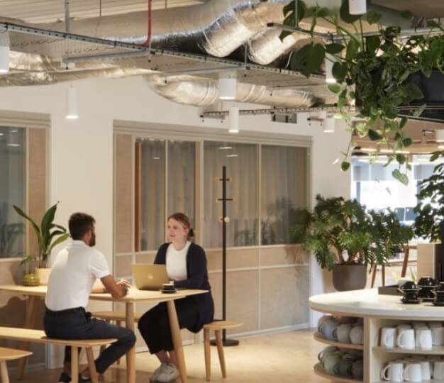 The communal space at Berners Street, FORA in Fitzrovia