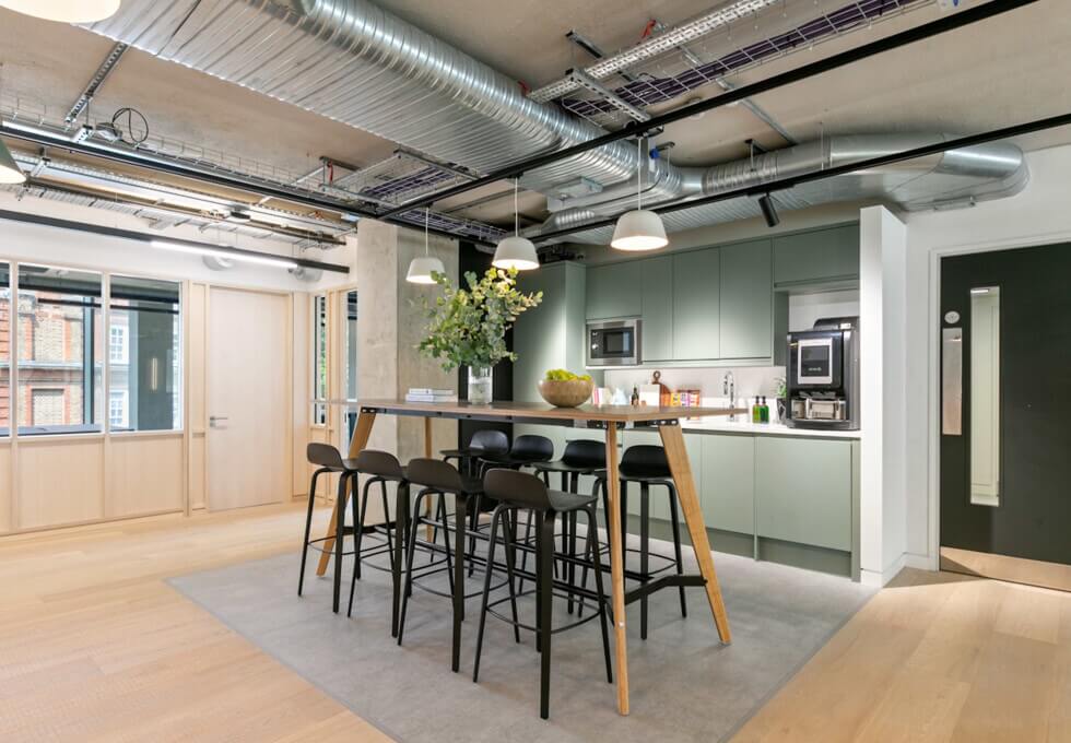 Client breakout space at Fulham Broadway, London - Romulus Shortlands Limited