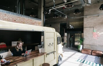 Reception area at Mare Street, WeWork in Hackney