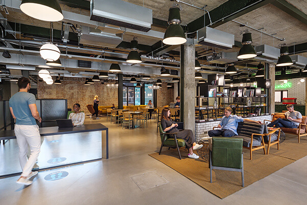 Reception area at Mare Street, Workspace Group Plc in Hackney
