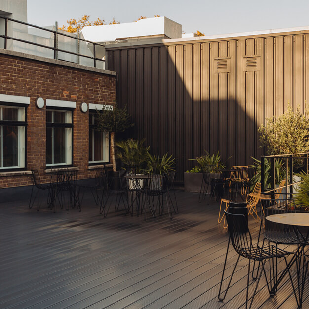 Roof terrace at Red Lion Square, FORA in Holborn