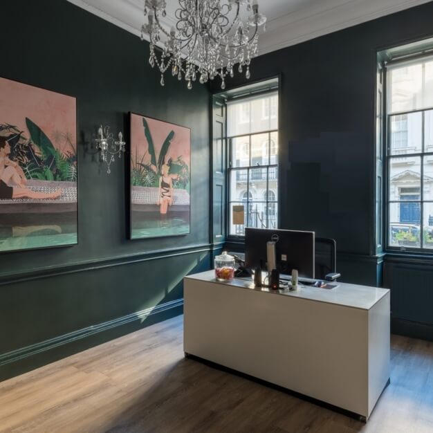 The reception at Southampton Place, The Boutique Workplace Company in Holborn