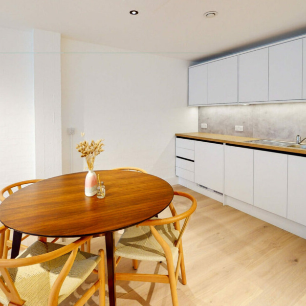 The dedicated kitchen at Long Street, Rubix in Hoxton