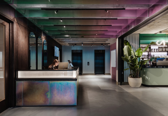 The reception at Wrights Lane, Huckletree in Kensington