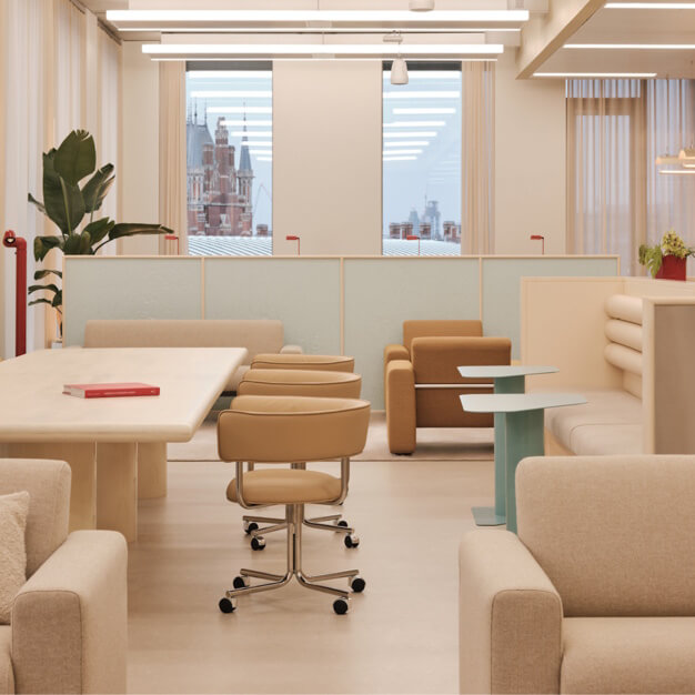 The breakout area in Pancras Square, FORA (King's Cross)
