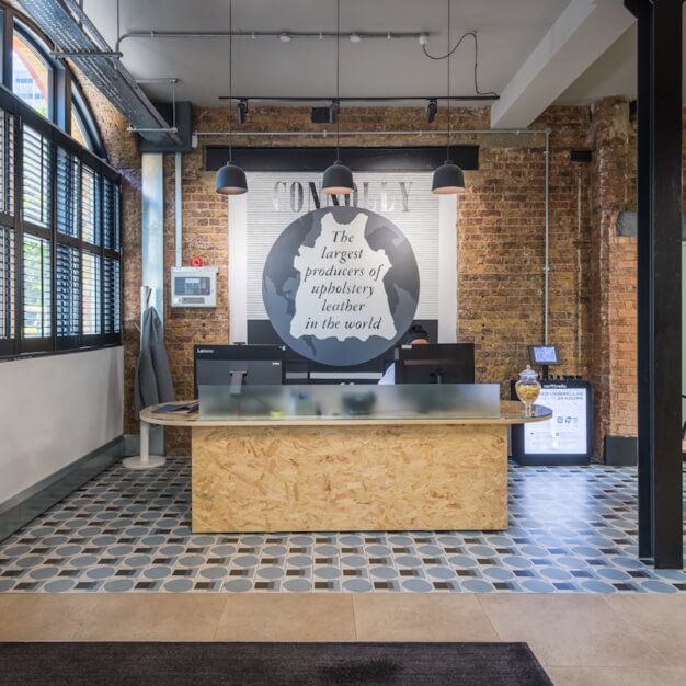 The reception at Chalton Street, The Boutique Workplace Company in King's Cross