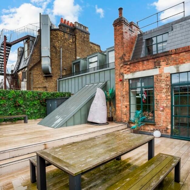Roof terrace at Gerrard Street, Workpad in Leicester Square