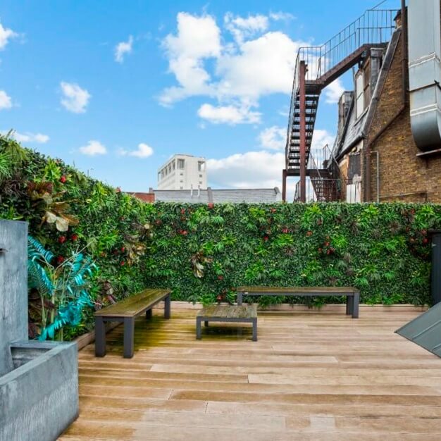 The roof terrace at Gerrard Street, Workpad in Leicester Square