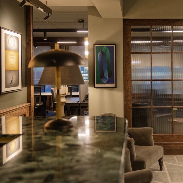 A breakout area in Christopher Street, Eight Members Club Ltd, Liverpool Street