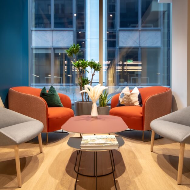 A breakout area in St Mary Axe, Industrious UK Holdings Ltd, Liverpool Street