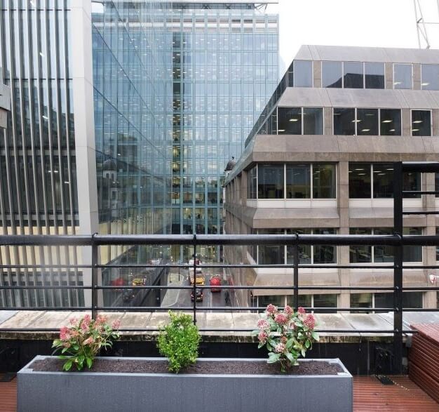 The roof terrace at Clothier Street, The Worker's League in Liverpool Street