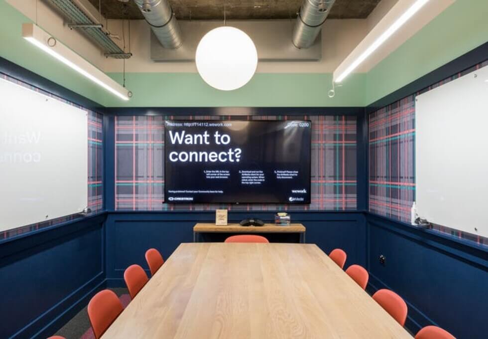 The meeting room at Queen Street, WeWork in Mansion House