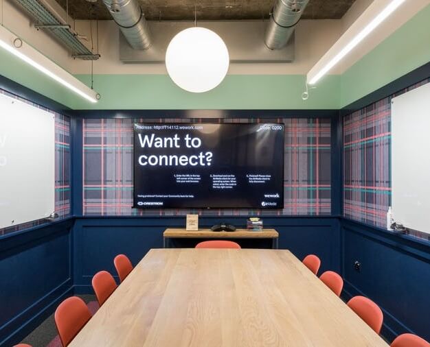 The meeting room at Queen Street, WeWork in Mansion House