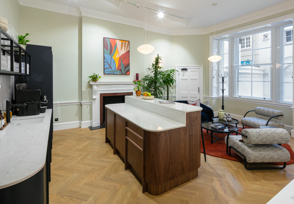Kitchen area at Portland Place, Spacemade (Marylebone)