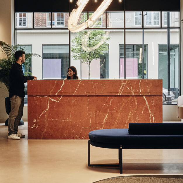 Reception area at Langham Street, FORA in Marylebone