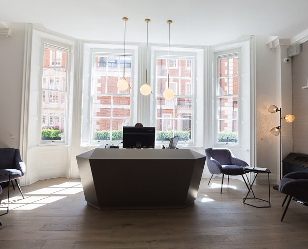 The reception at Green Street, The Boutique Workplace Company in Mayfair