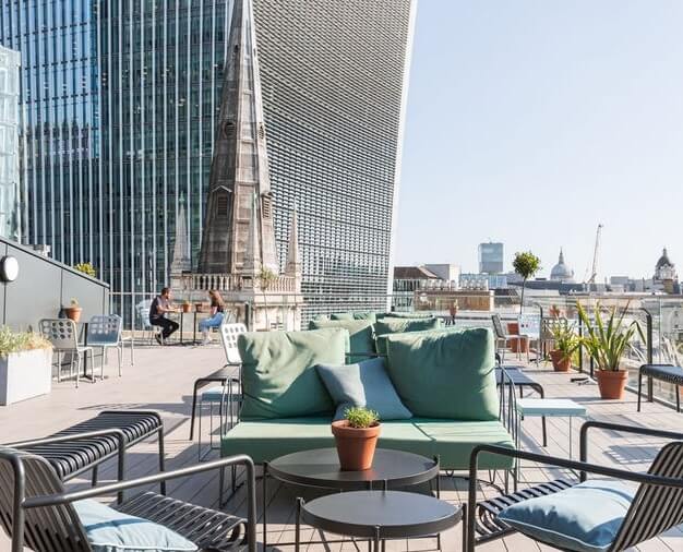 The roof terrace at Eastcheap, WeWork in Monument