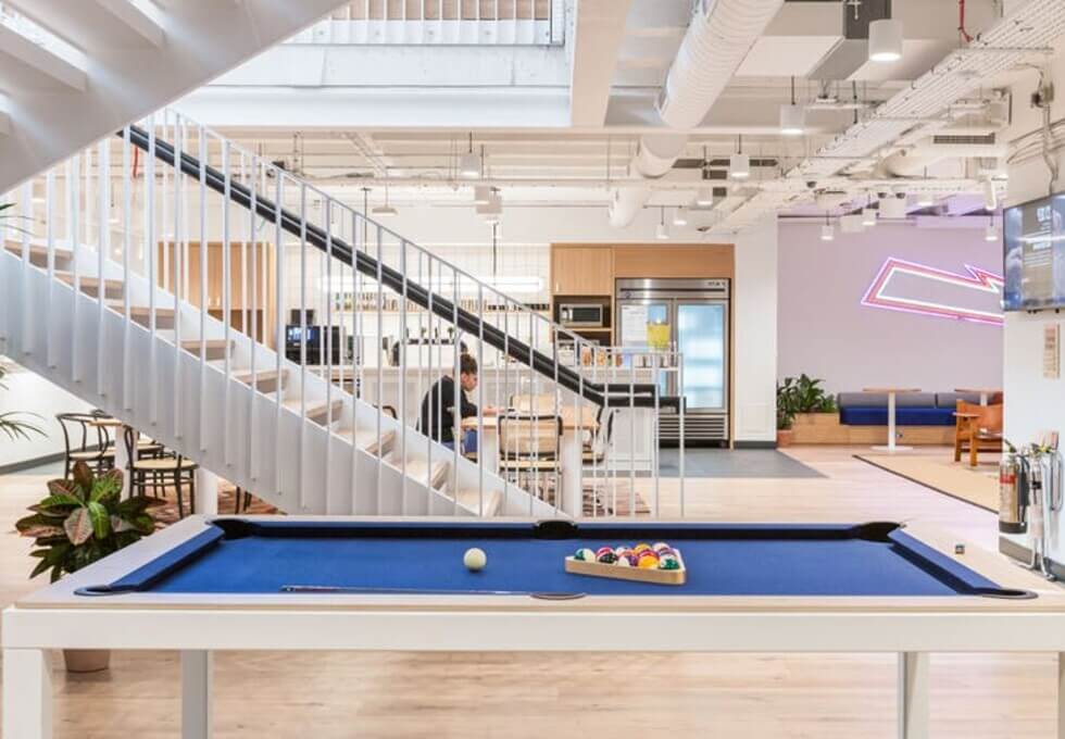 Breakout area at Moorgate, WeWork in Moorgate